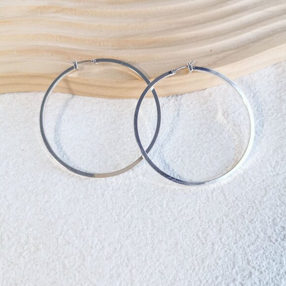 ROBERT LEE MORRIS Silver Tone Hoop Earrings - Picture 1 of 4
